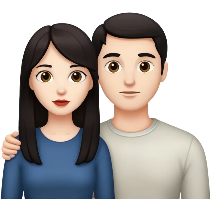 Couple white people dark hair  emoji