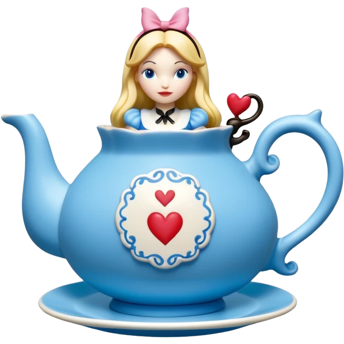 Isolated, detailed illustration of the most incredibly amazing modern style of disney's Alice in wonderland tea party
figurine imaginable, toy style. emoji