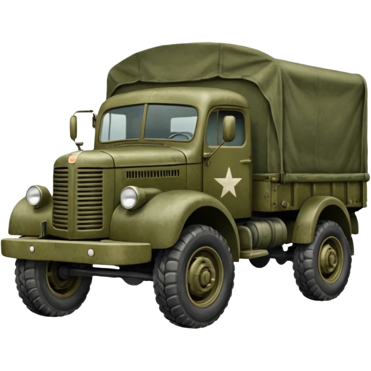 a simplistic rendition of a 1940s military truck emoji