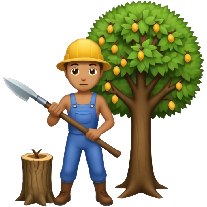 Homme coupant un arbre emoji