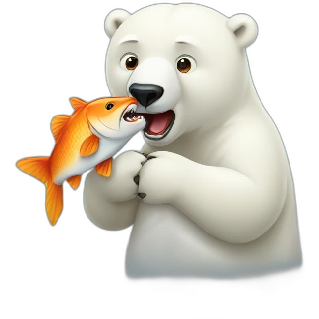 polar bear eats fish emoji