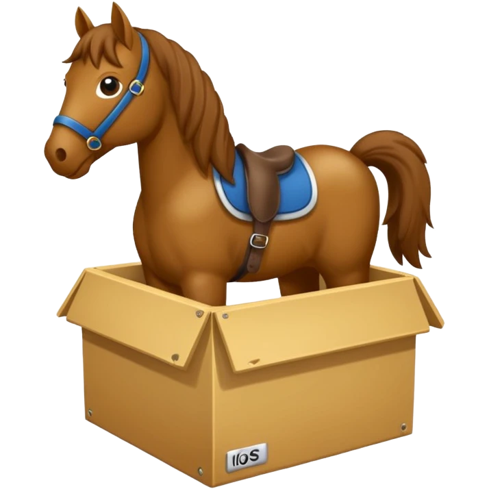 Cavallo baio affacciato a un box emoji