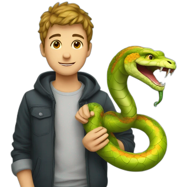 Garçons avec un serpent emoji