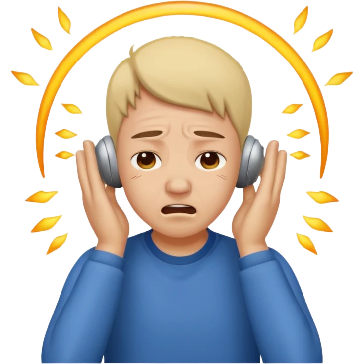 person covering ears, wincing in pain because the sound is terribly loud and hurting ears emoji