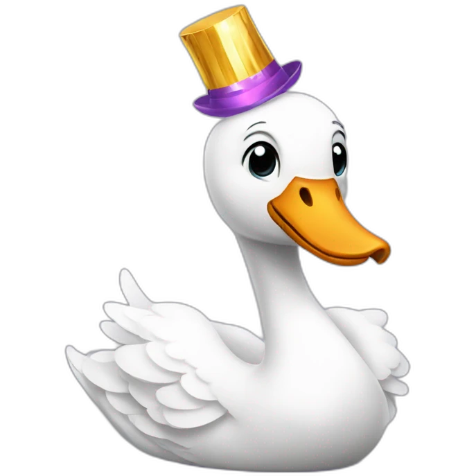Swan with a party hat emoji