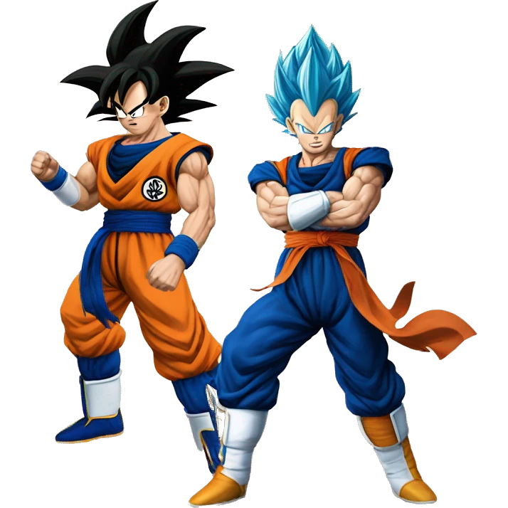 Goku and vegeta preparing attacks back to back emoji