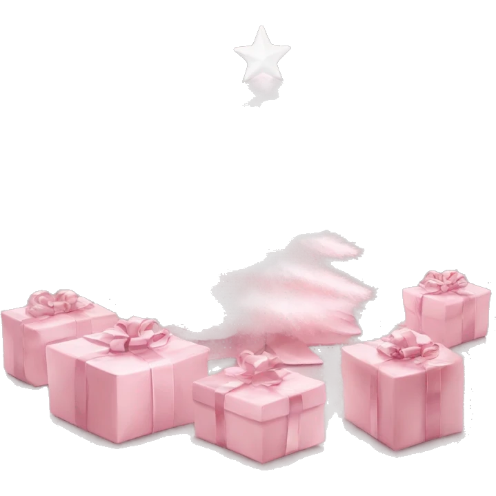 Light pink Christmas gifts under a white Christmas tree  emoji