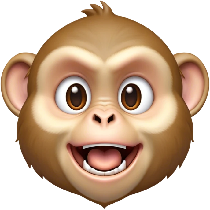 Cinematic Comical Macaque Portrait Emoji, Head tilted dramatically with an exaggeratedly shocked expression, featuring a dynamic, animated face with wide, comically expressive eyes full of humorous disbelief, Simplified yet hilariously expressive features, highly detailed, glowing with a slightly sassy glow, high shine, dramatic yet playful, stylized with an air of quirky primate attitude, soft glowing outline, capturing the essence of a meme-worthy macaque that looks ready to side-eye its way into viral fame! emoji