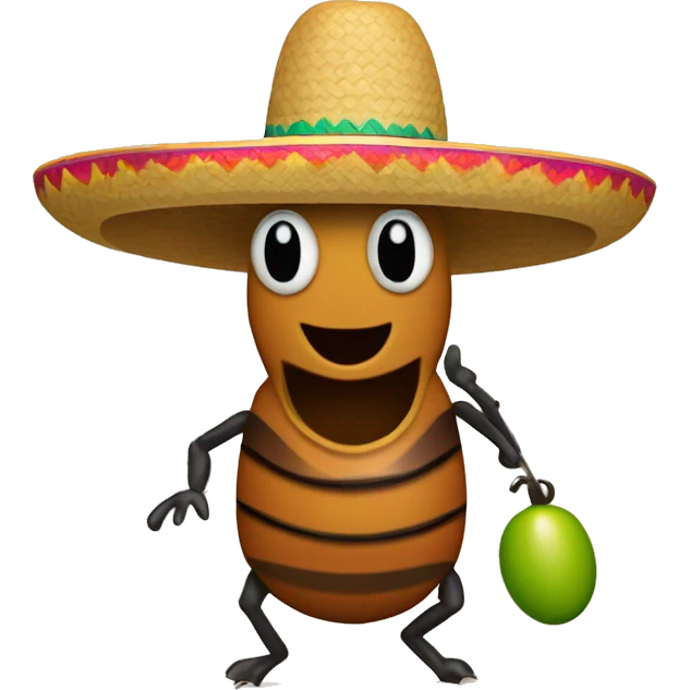 Cucaracha con sombrero mexicano y maracas  emoji