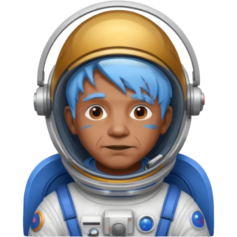 old man, brown skin astronaut with blue hair emoji