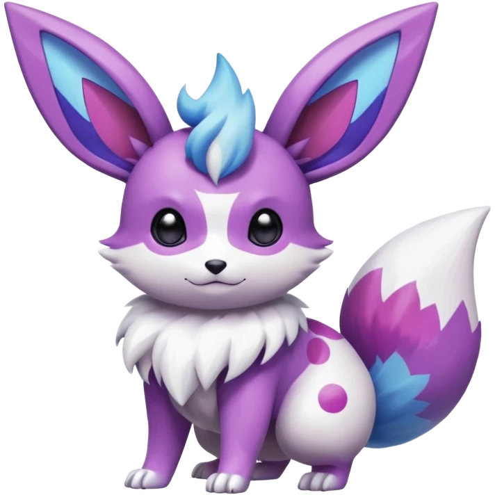 Shiny White with Violet and Indigo markings and nebula markings Eevee-Minccino-Zangoose-Pokémon-Digimon-Fakémon-fusion-hybrid-creature emoji