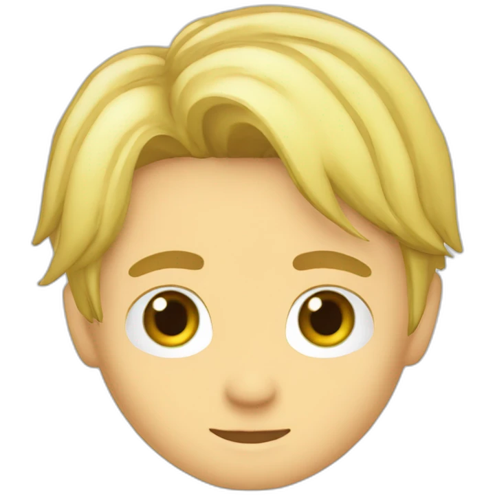 Sanji blond avec meche qui cache oeil droit et sourcils en vrille vers l'interieur du visage yeux bleux emoji