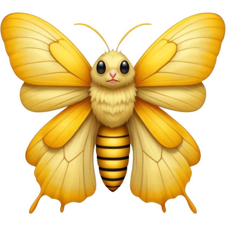 a yellow moth with donald trump’s face emoji