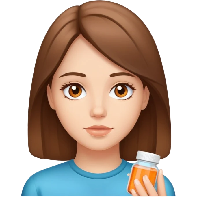 Beautiful fit light brunette girl with Adderall emoji