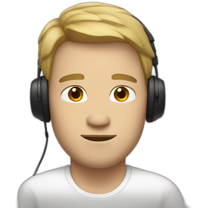WHITE MAN WITH DARK BLONDE LOW HAIR, RELAXED FACE, CLOSED EYES AND A BLACK HEADPHONE emoji