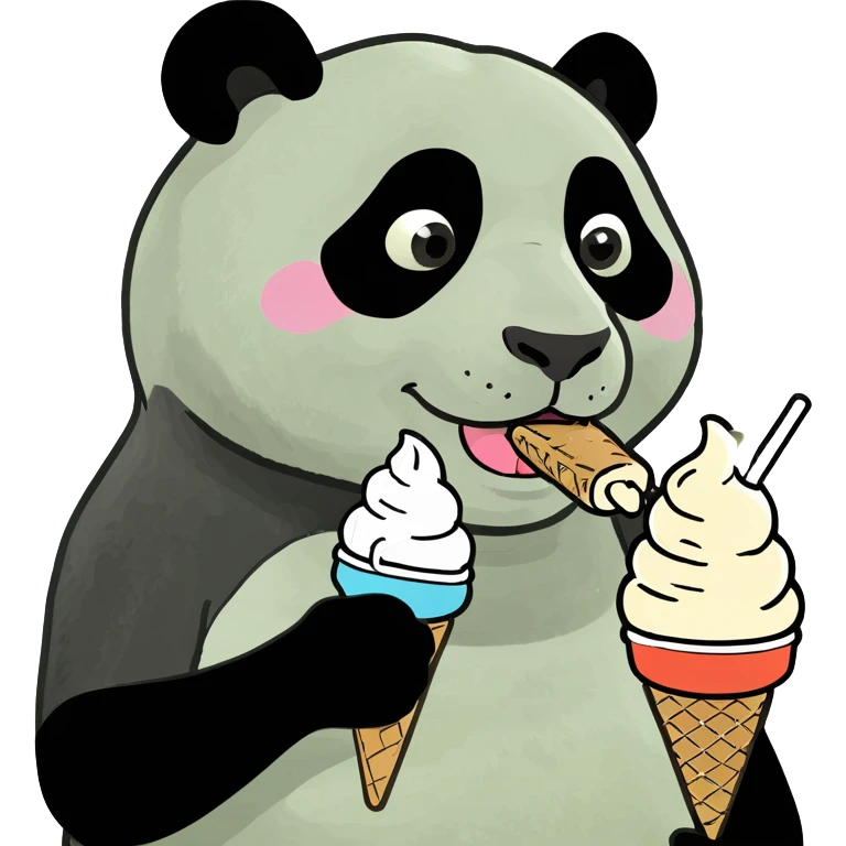 Panda eating ice cream emoji