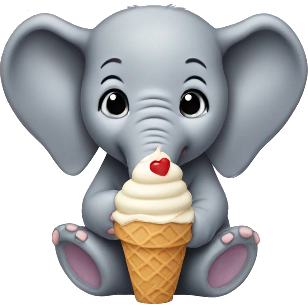 Baby elephant eating ice cream emoji
