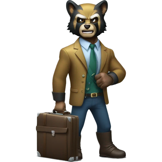 Wolverine with a briefcase and a stack of banknotes in his claws emoji