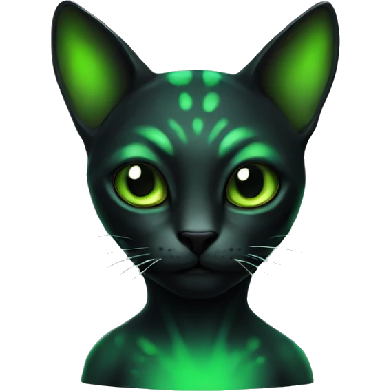 A black and green alien cat emoji