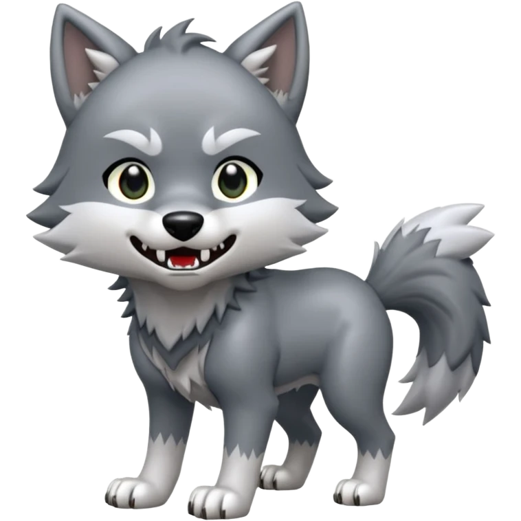 Toony Chibi Cool Edgy Ginga Nagareboshi Gin/Silver Fang the wolf (full body) (feral) (4 legs) (canine) emoji