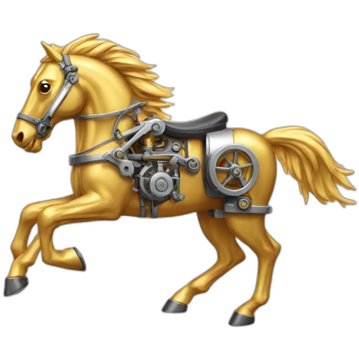 Mechanical golden running horse emoji
