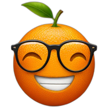 Orange with a face and glasses emoji