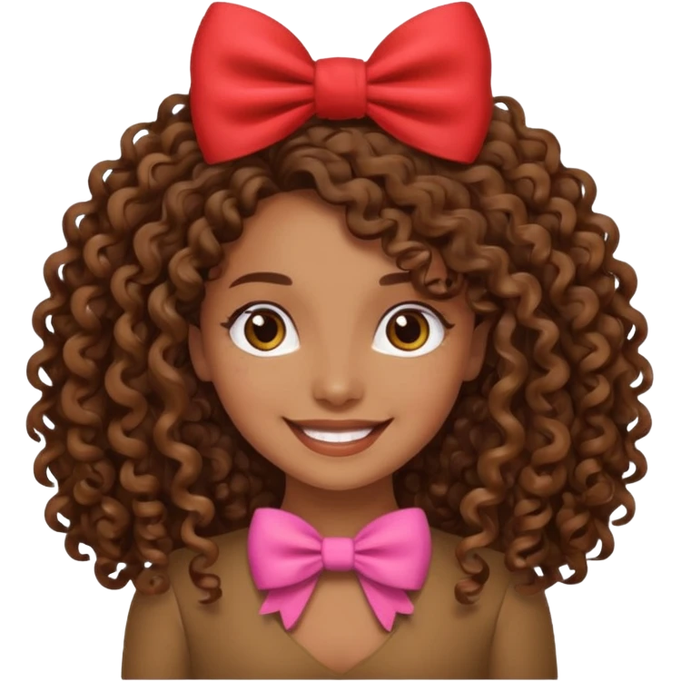 👩‍🦱🎀 brown skin,curly long heir  emoji
