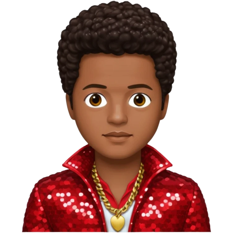 Bruno Mars with Dark Brown Hair, Red Sequin Outfit emoji