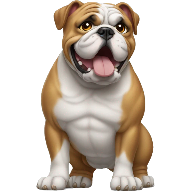 english bulldog leaning with paws on the wall standing emoji