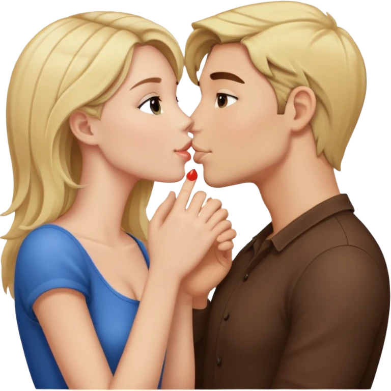 Blonde/brunnette hair and fair skin men and cooper hair and light skin women kissing emoji