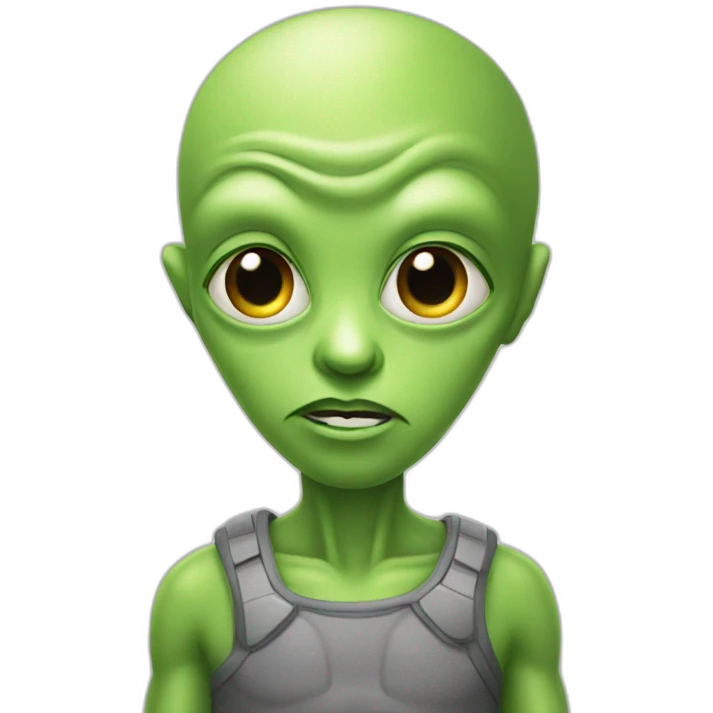 alien with raised eyebrow emoji