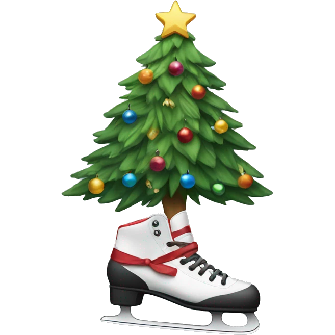 Cat on skates with a Christmas tree emoji