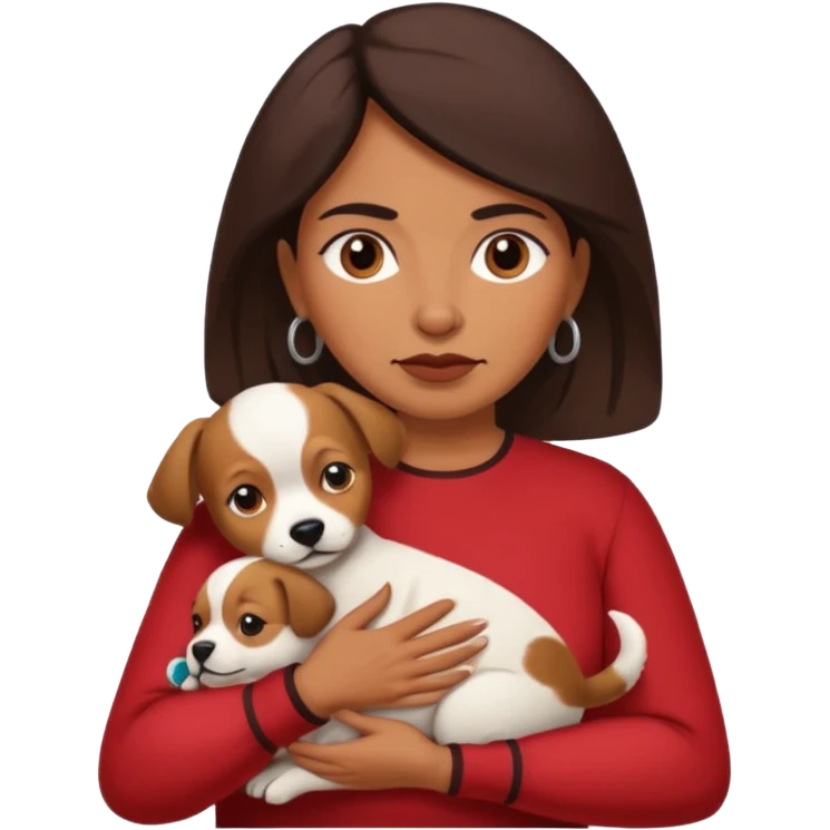 middle age mexican woman with puppy showing passion - strong and barely controllable emotion emoji