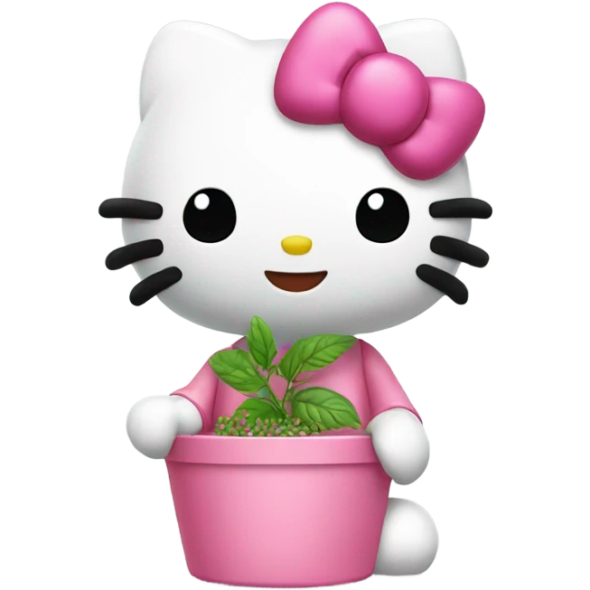 Hello kitty holding Pink herb nug emoji