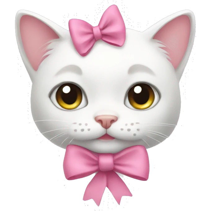 white cat with pink bow  emoji