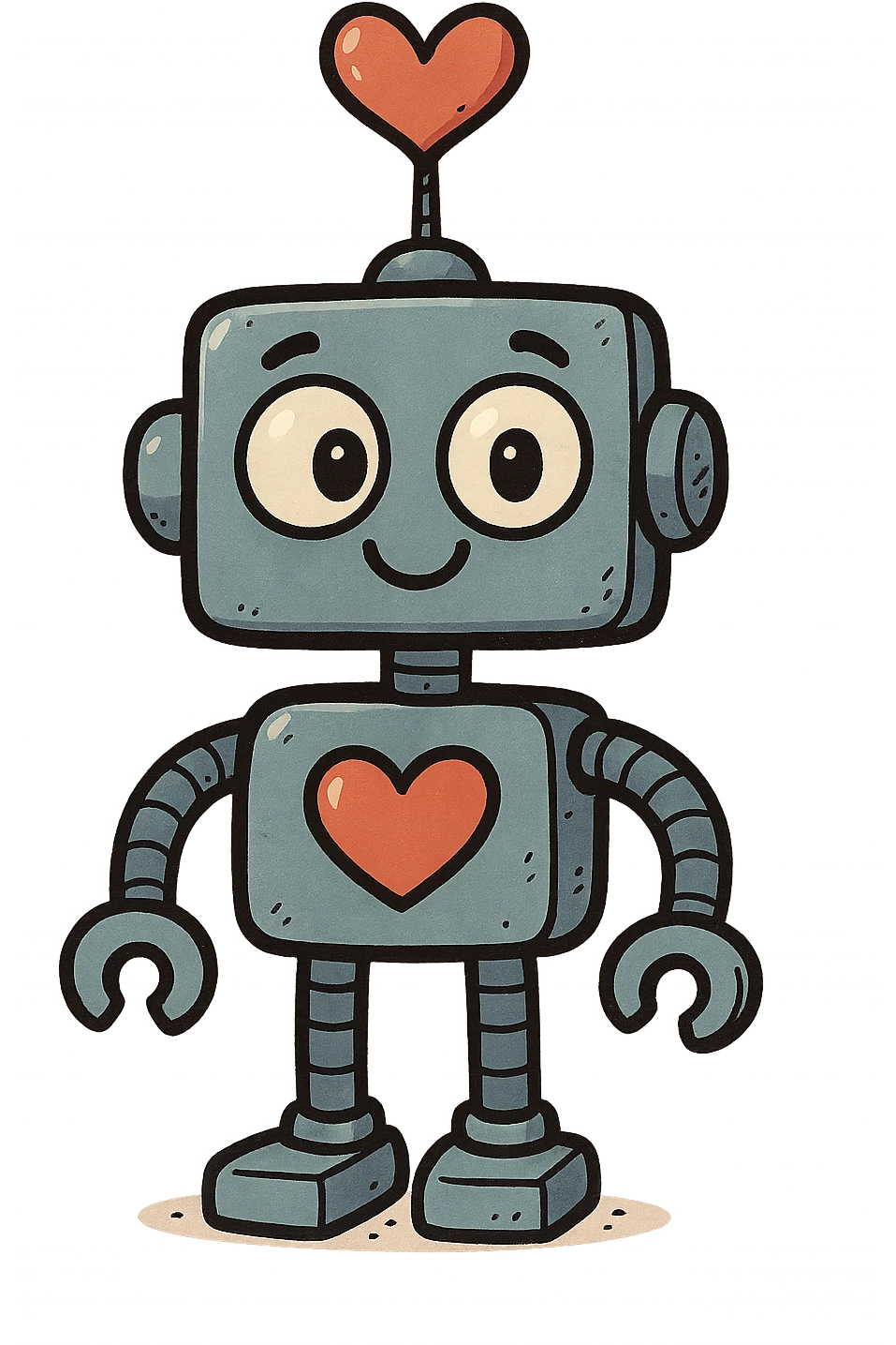quirky robot with a heart-shaped antenna emoji