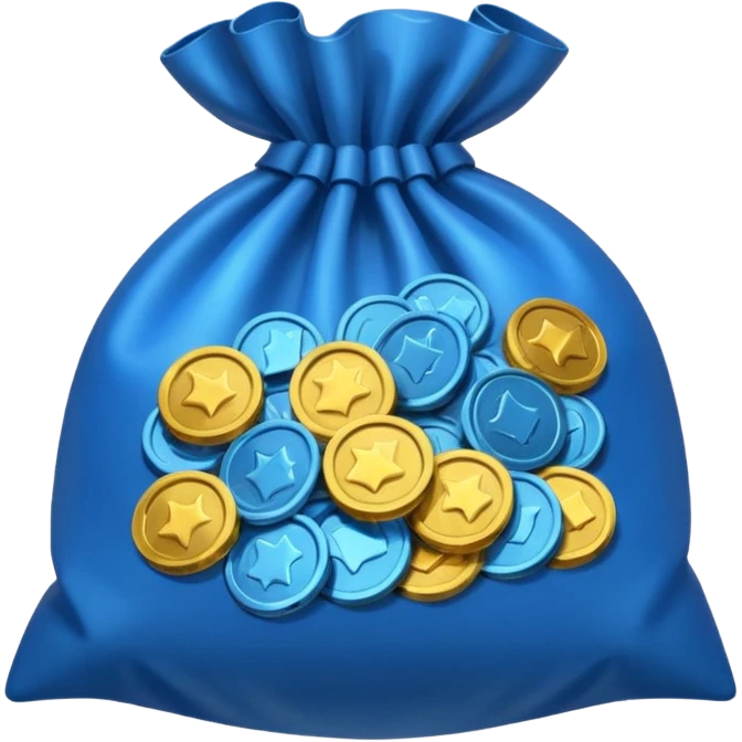 blue coins inside an opened bag  emoji