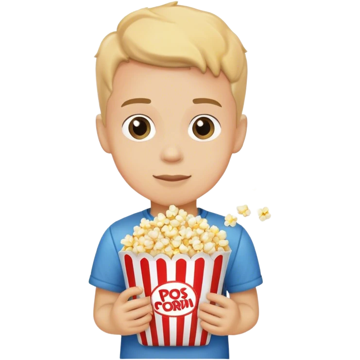 Boy holding a popcorn bag emoji