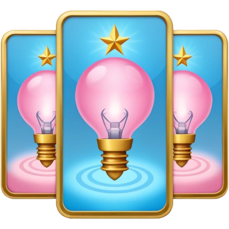 Three Oracle cards light blue and pink colors emoji
