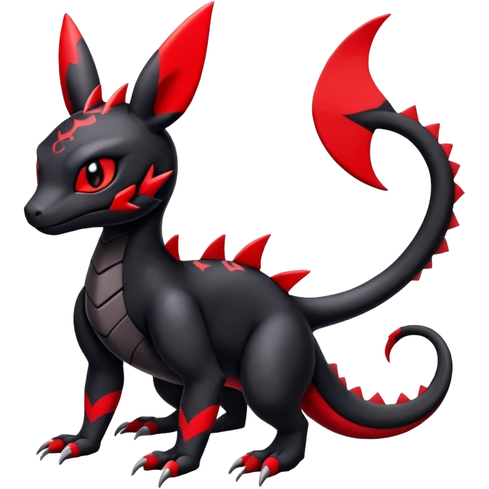 Cute Guilmon-Salandit-Umbreon-Fakémon-hybrid-creature (full body)  emoji