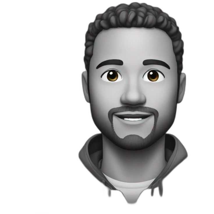 gigachad black and white realistic 3 4 plan emoji