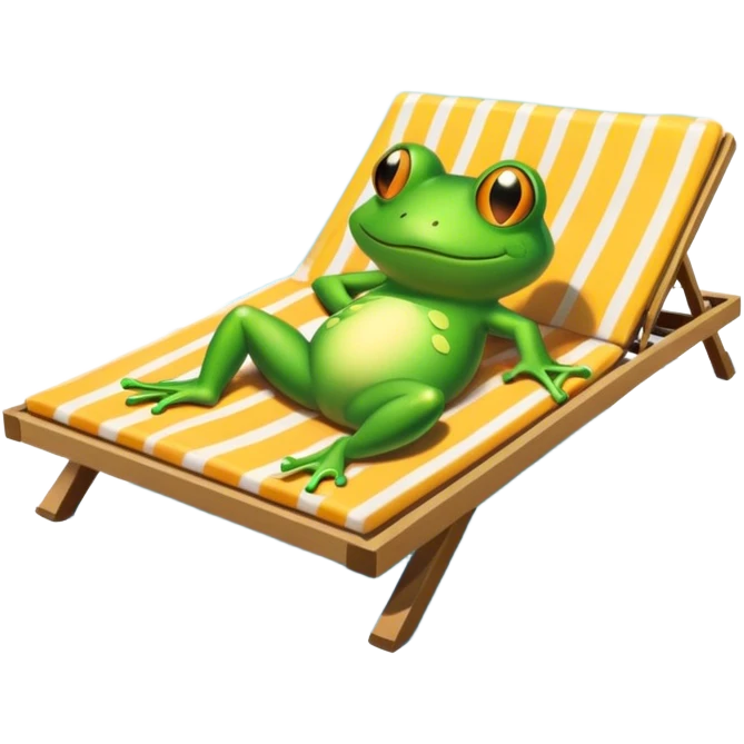 Frog tanning next to pool emoji