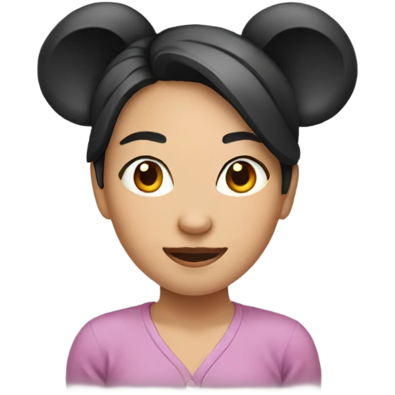 Beautiful asian girl with mouse ears emoji