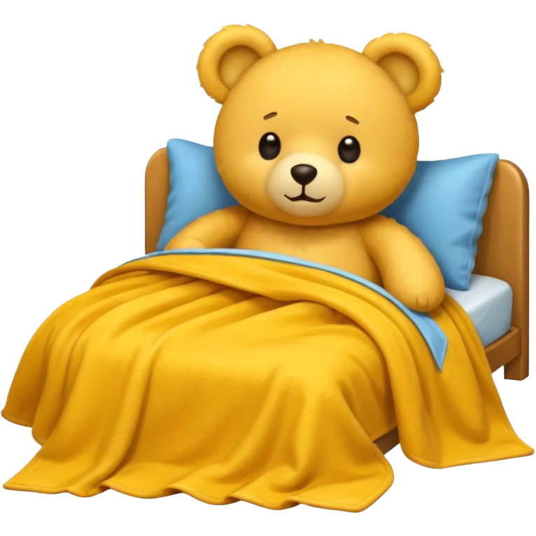 Yellow teddy bear in bed  emoji