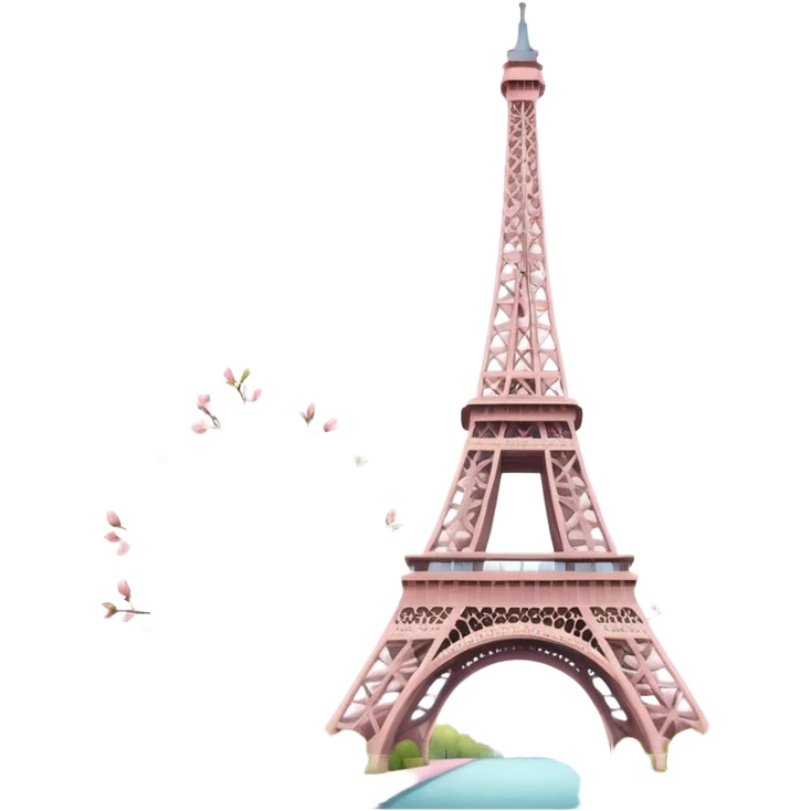 Eiffel Tower emoji, spring in Paris, cherry blossoms, soft pastel colors emoji