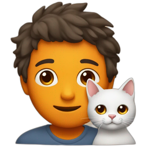 Chico en forma con un gatito naranja emoji