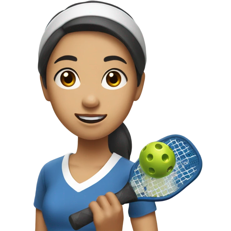 Asian girl is playing pickleball emoji