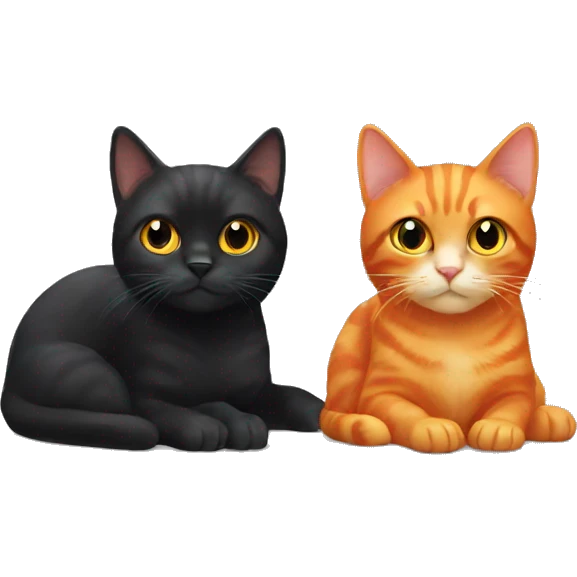 Orange cat and black cat together emoji