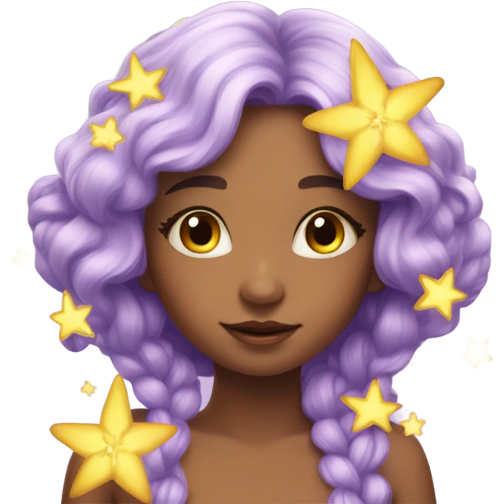 Magic, beautiful fairy, lilac, yellow, flower, little stars on hair emoji
