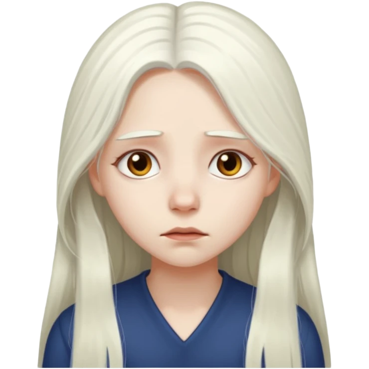 Pale girl with long white hair sad emoji